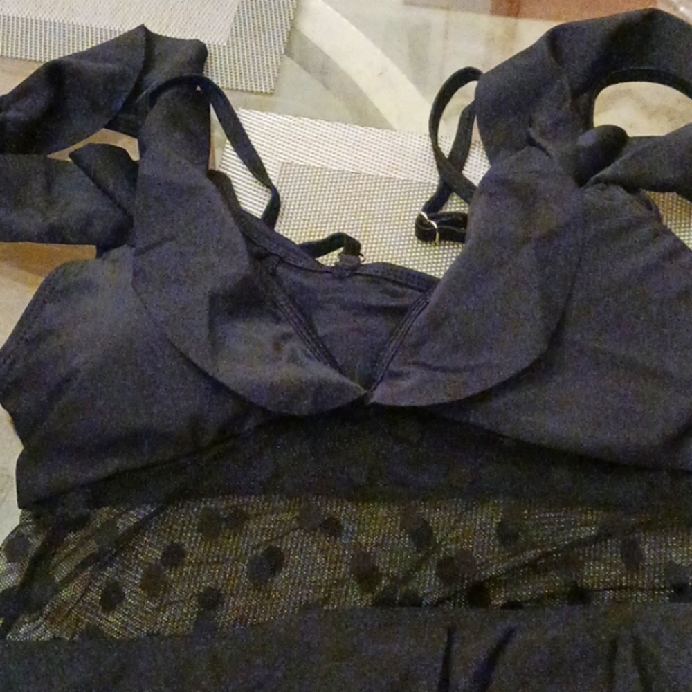 Polka Dot Mesh Ruffle Swimsuit - Picture 7 of 12